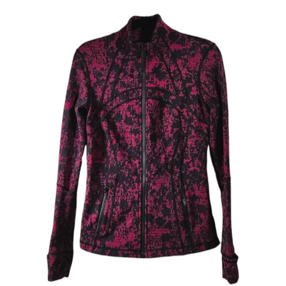 Lululemon Athletica Size 8 Activewear Jacket Full Zip Vented Back Black Burgundy - Picture 1 of 6